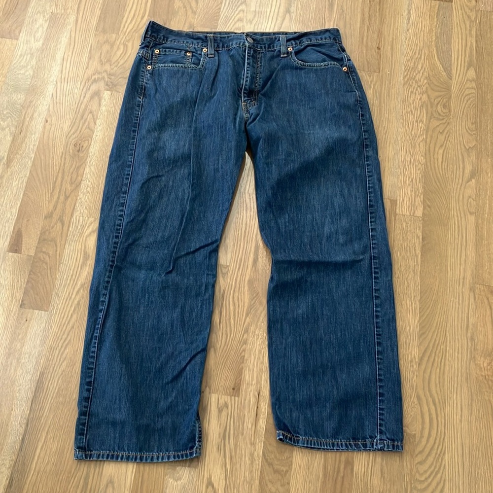 Levi’s Men’s 569 Dark Wash Blue Denim Cotton Loose Fit Straight Leg Jeans